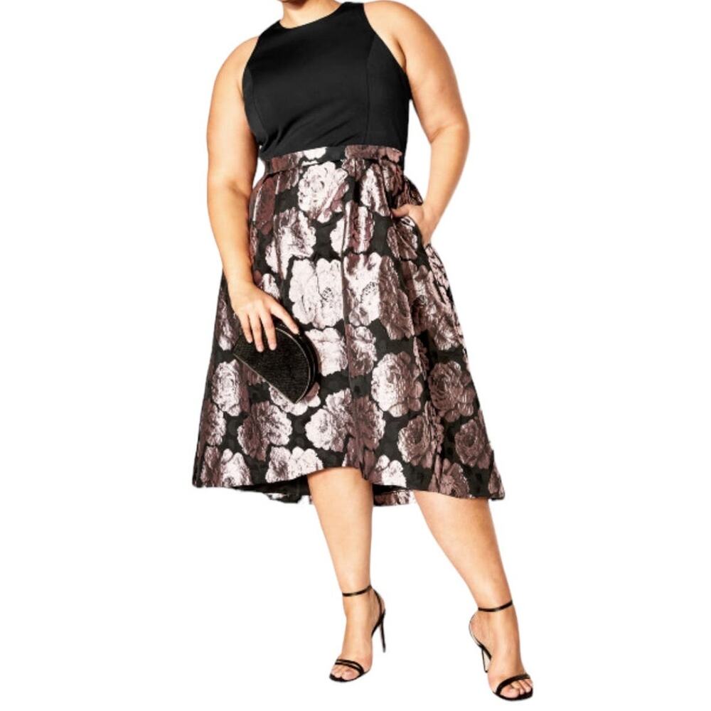 City Chic Dress Beatrice sleeveless pink black S/16